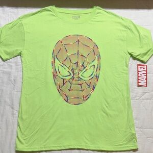 Marvel Boys' Lime Green Spider-Man Embroidered Graphic Tee NWT Size‎ 18